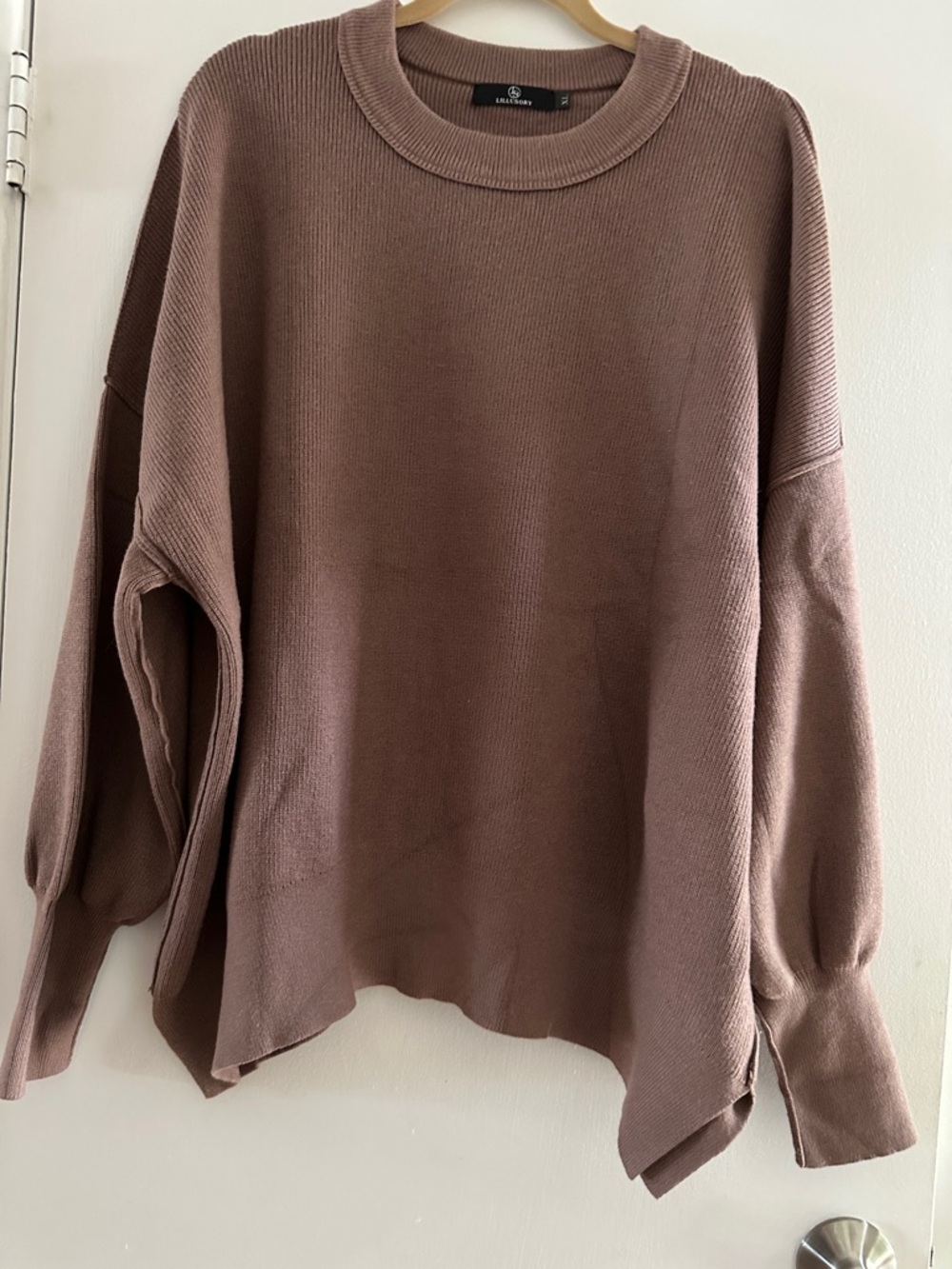 AllSaints Relaxed Crewneck Sweater in Mauve-Taupe